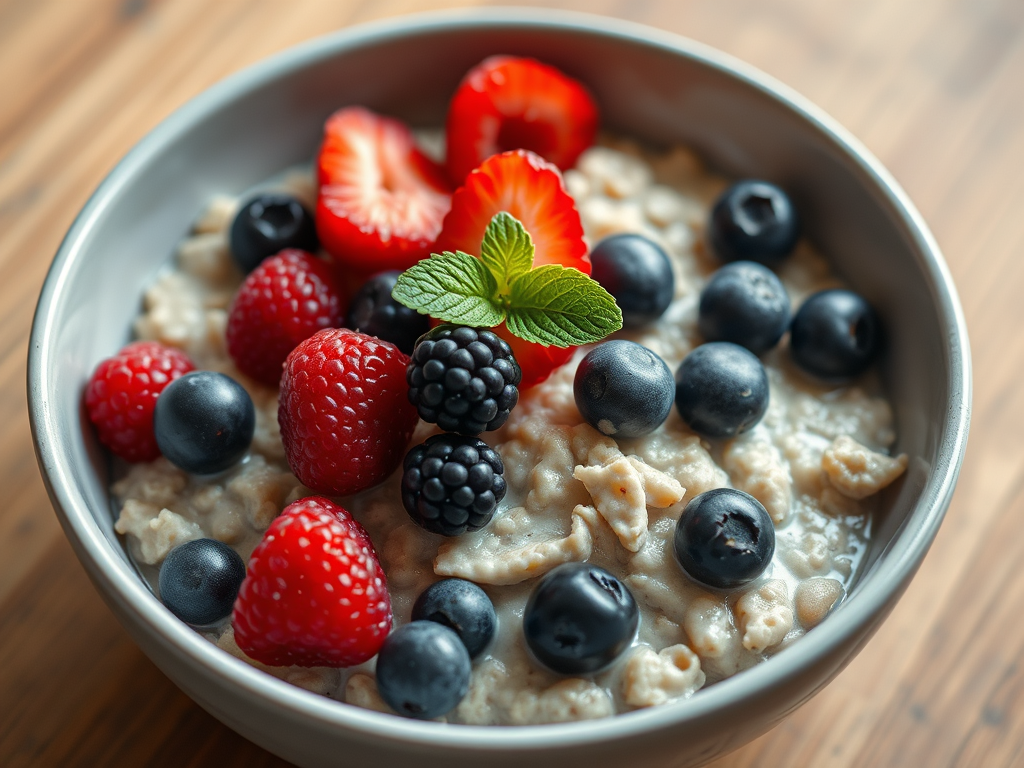 Bowl of oatmeal with berries